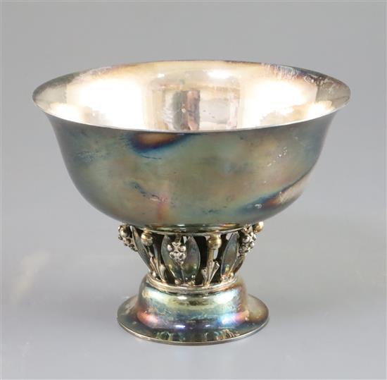 A Georg Jensen planished sterling silver pedestal bowl, design no. 197B, 10.5 oz.
